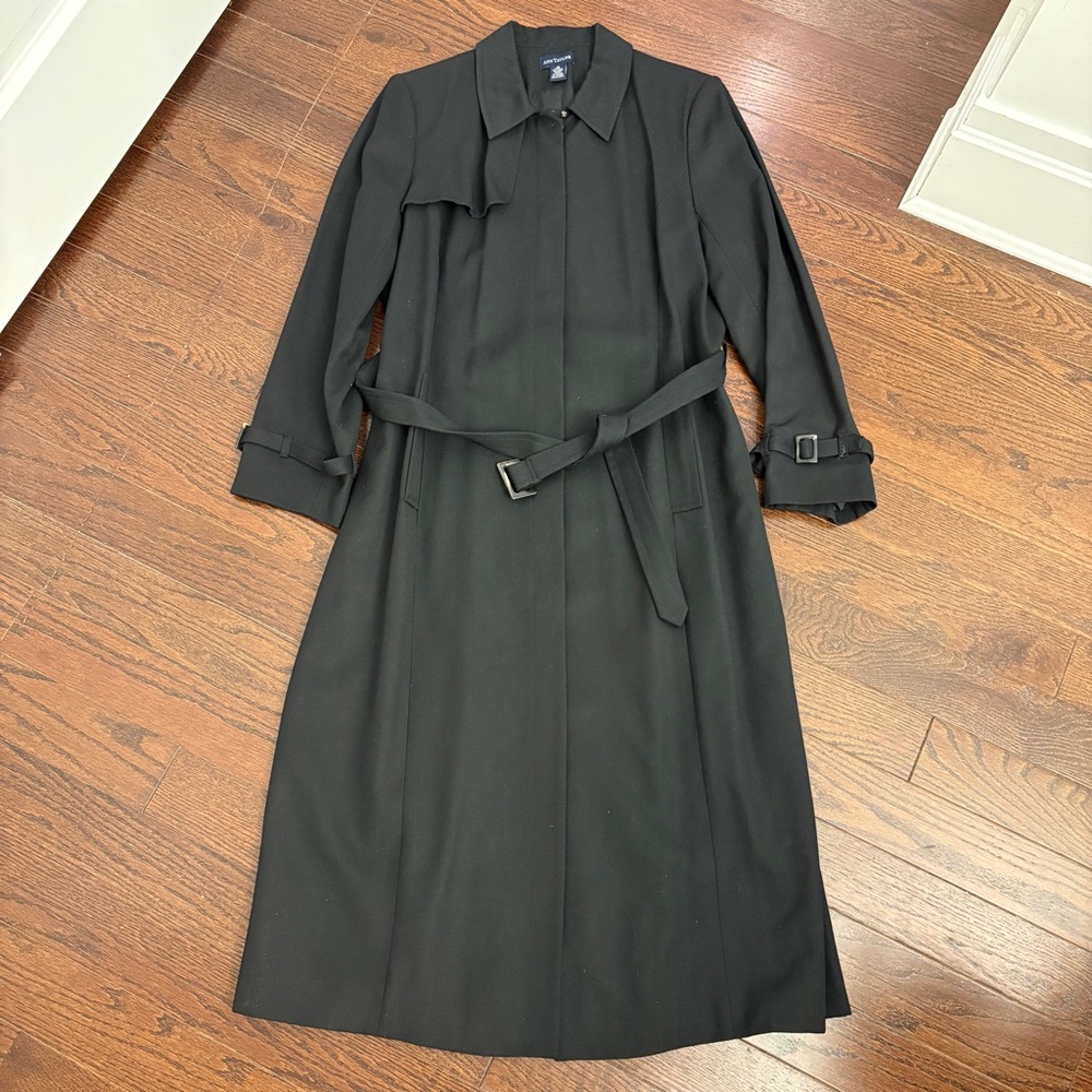 Ann Taylor Black Belted Trench Coat